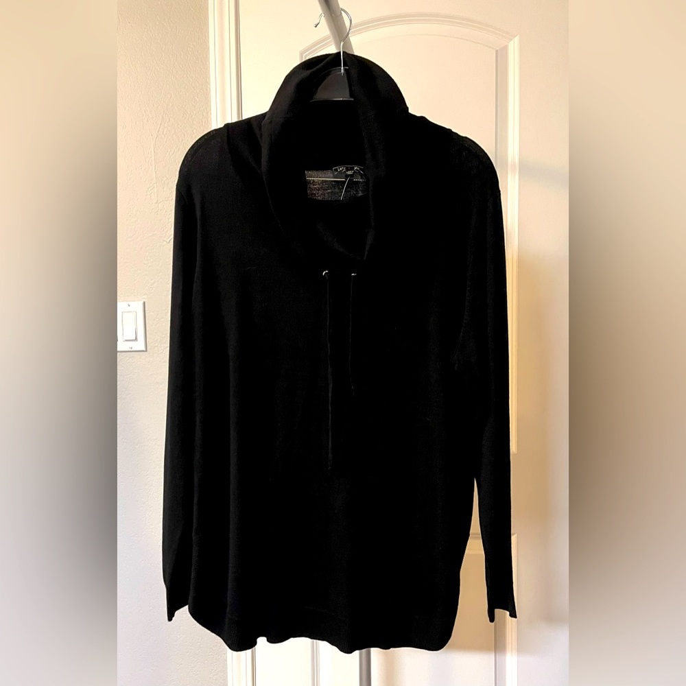 Black Cashmere soft Cowl neck tunic Sweater 2X